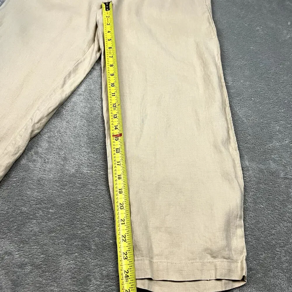 Quince Pants Womens M 100% Linen Career Minimalist Lightweight Stretch Waistband